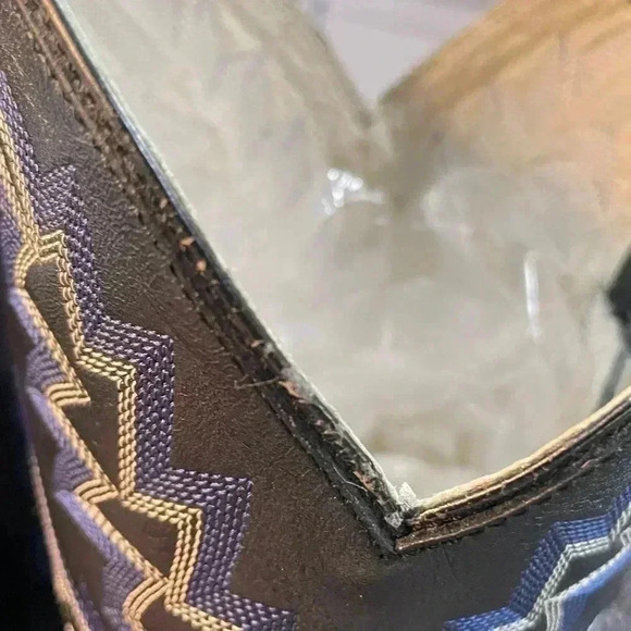 Vintage P’s by Ferrini Men’s Cowboy Boots Smooth Ostrich Black Leather SZ 9 D - Picture 5 of 10